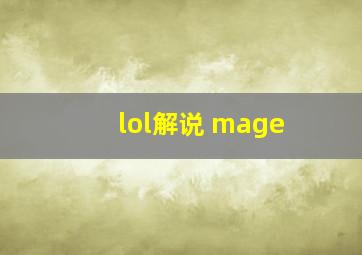 lol解说 mage